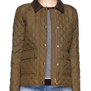 J. Crew Olive Army Green Collared Quilted Jacket Size XS